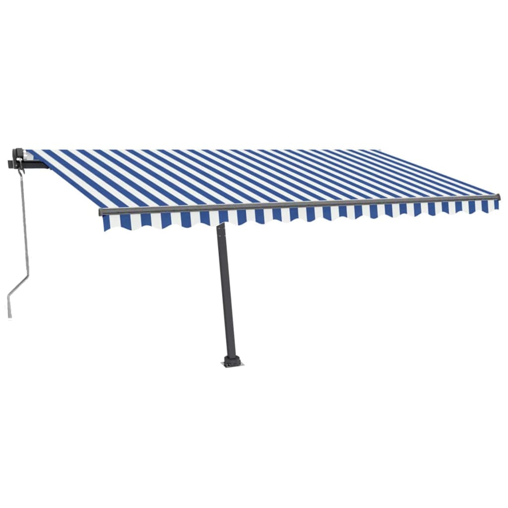 Auvent automatique capteur de vent/LED 400x300 cm Bleu et blanc