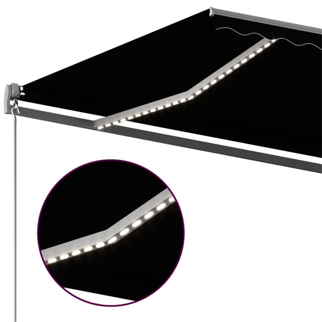 Auvent automatique capteur de vent et LED 400x300 cm Anthracite