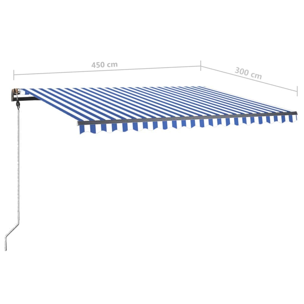 Einziehbare manuelle Markise mit LED 450x300 cm Blau und Weiß