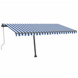 Auvent automatique capteur de vent/LED 450x300 cm Bleu et blanc