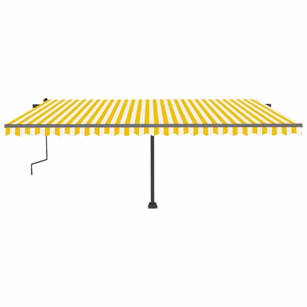 Manual retractable awning with LED 500x300 cm Yellow and white