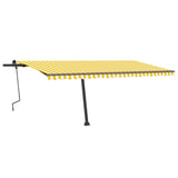 Manual retractable awning with LED 500x300 cm Yellow and white