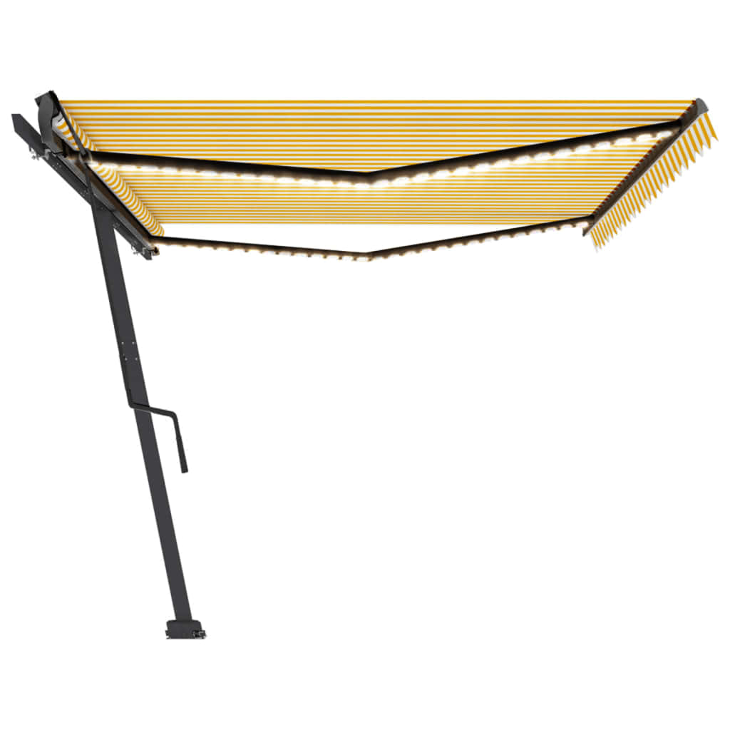 Manual retractable awning with LED 500x300 cm Yellow and white