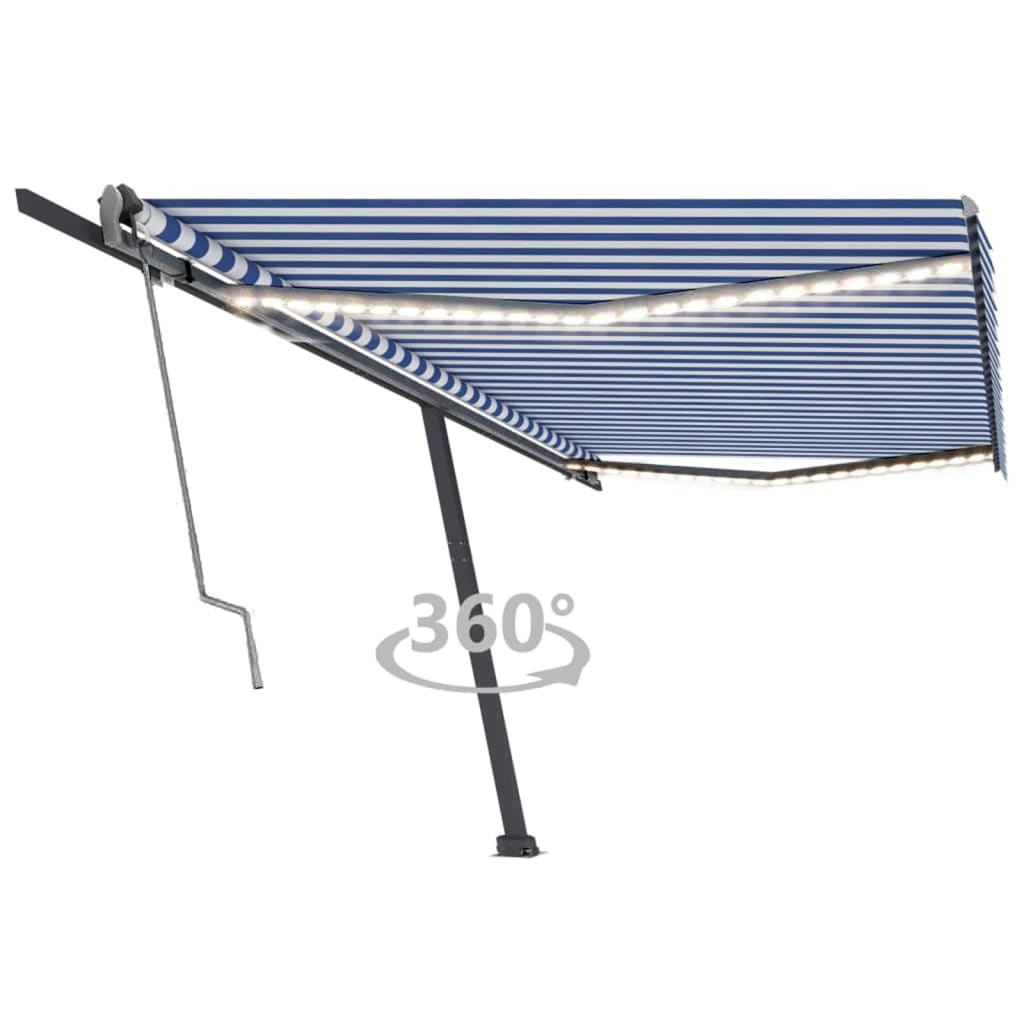 Automatischer Markisen-Windsensor/LED 500x300 cm Blau und Weiß