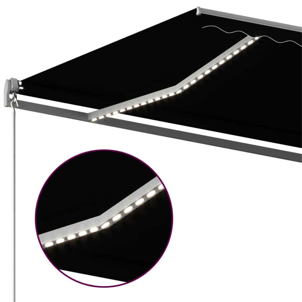 Auvent automatique et capteur de vent/LED 500x300 cm Anthracite