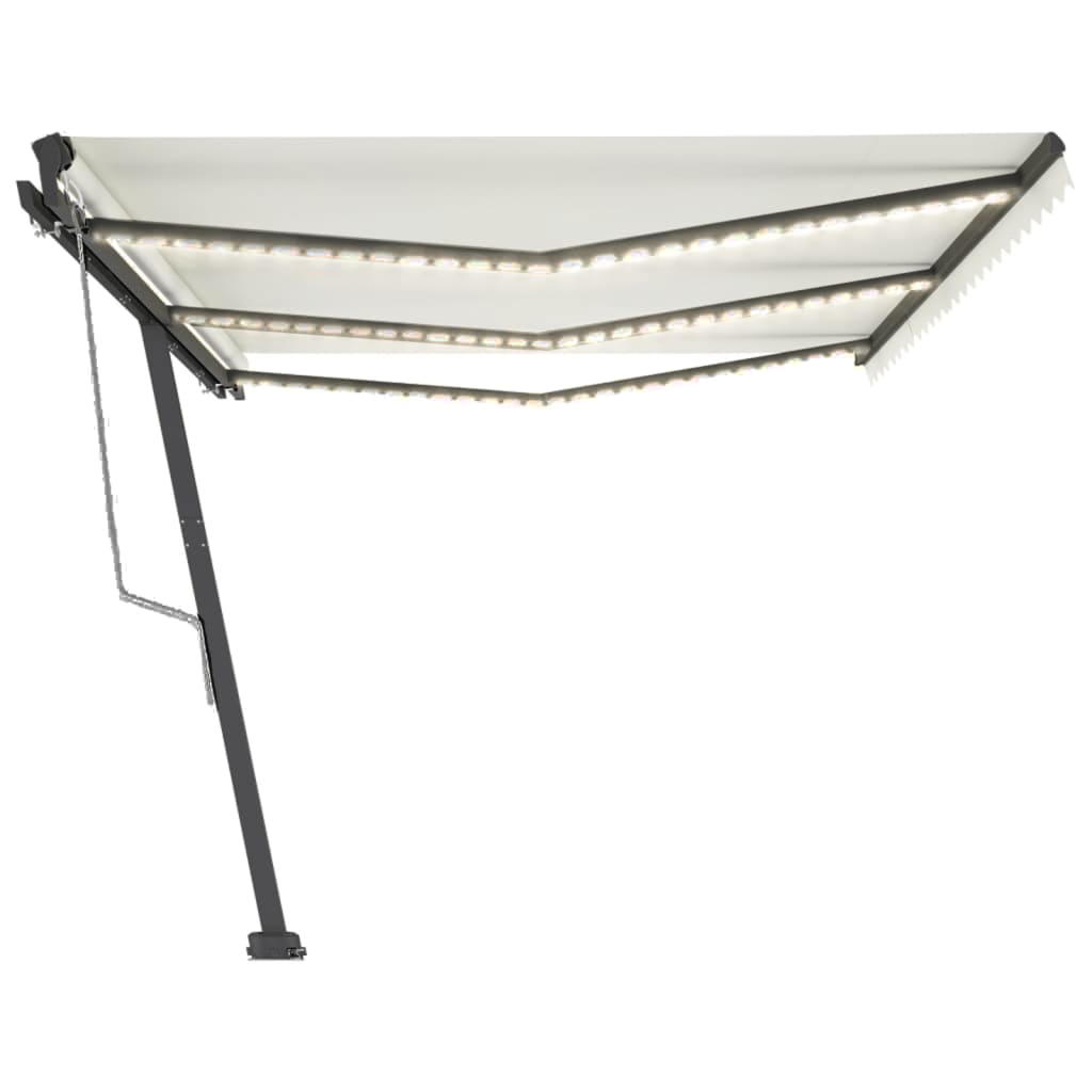 Auvent automatique avec capteur de vent et LED 600x300 cm Crème