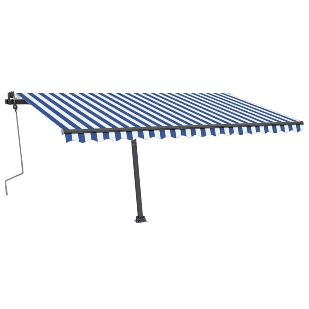 Manual retractable awning with LED 400x350 cm Blue and white