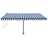 Manual retractable awning with LED 400x350 cm Blue and white