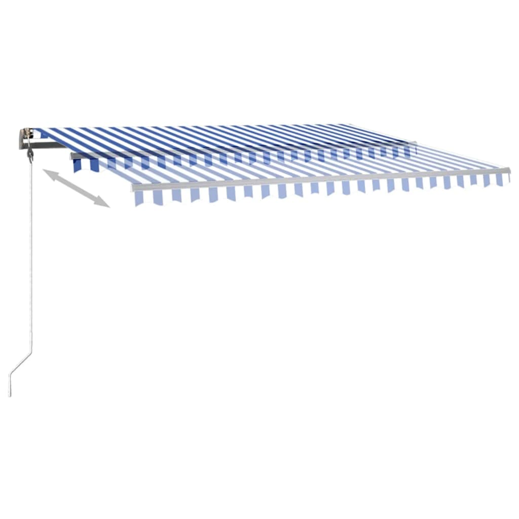 Manual retractable awning with LED 400x350 cm Blue and white