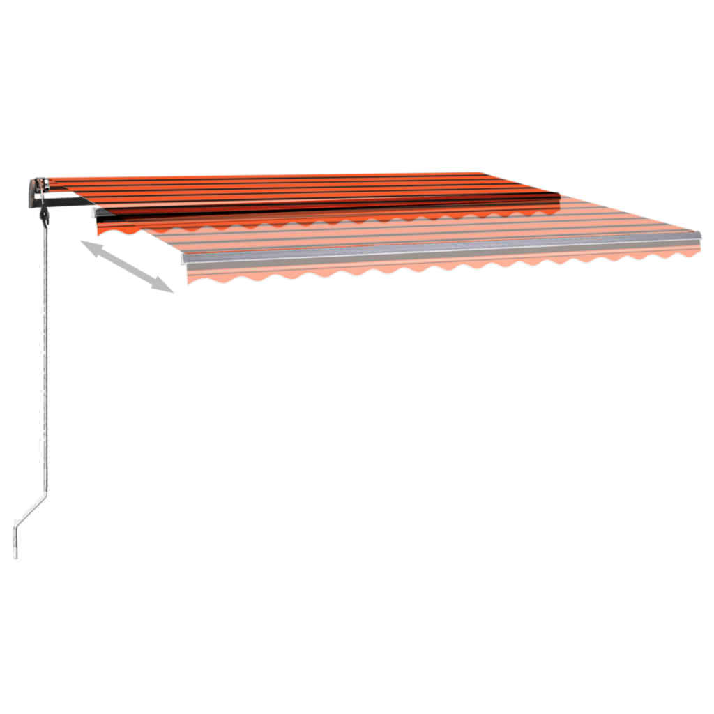 Auvent manuel rétractable avec LED 450x350 cm Orange et marron