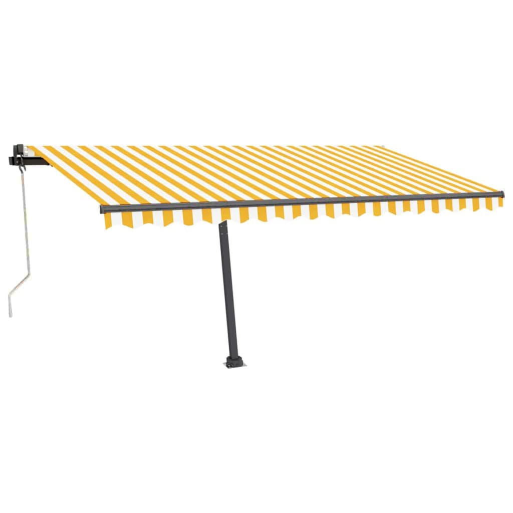 Auvent automatique capteur de vent LED 450x350cm Jaune et blanc