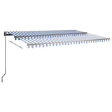 Auvent automatique capteur de vent LED 500x350 cm Bleu et blanc