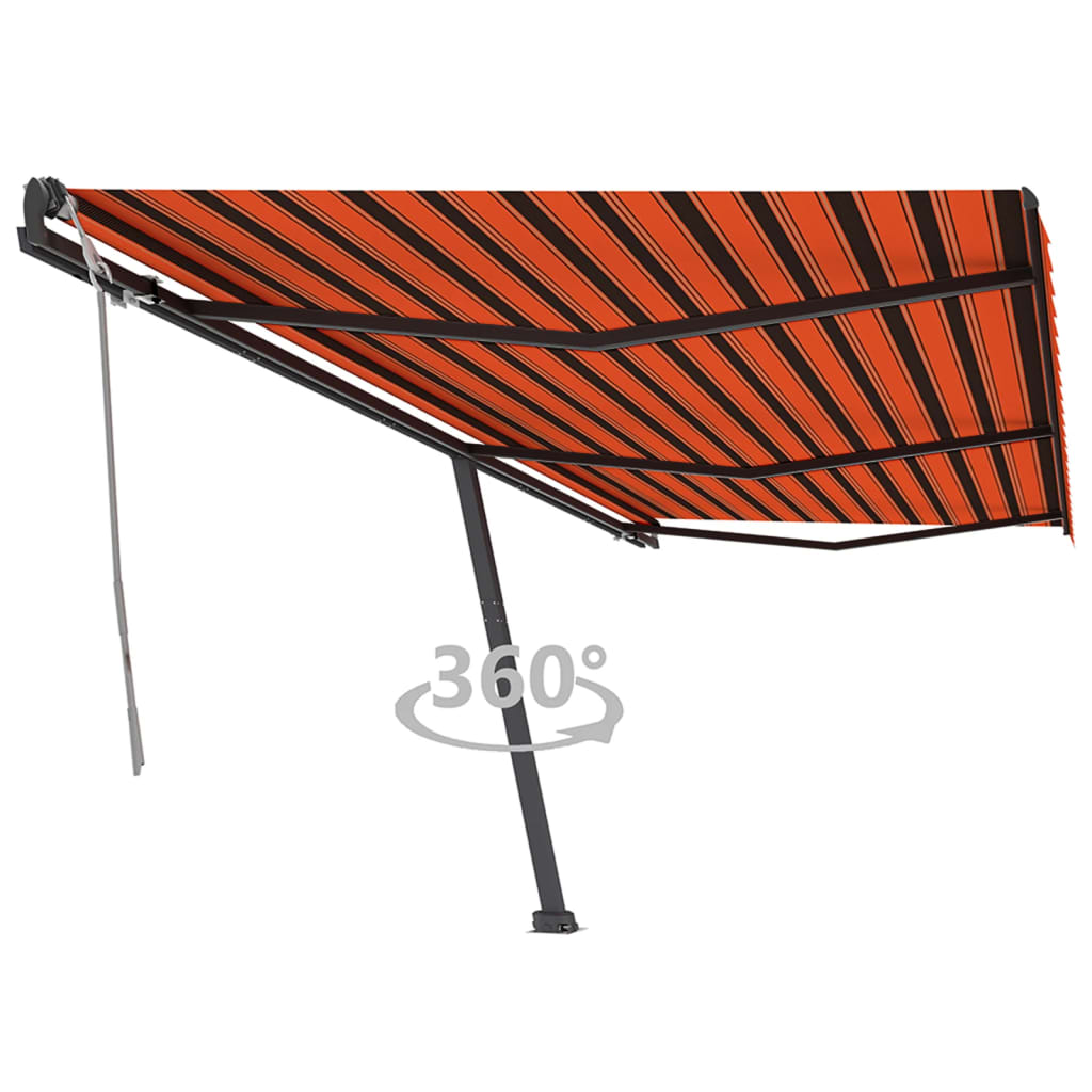 Auvent manuel rétractable sur pied 600x350 cm Orange/marron