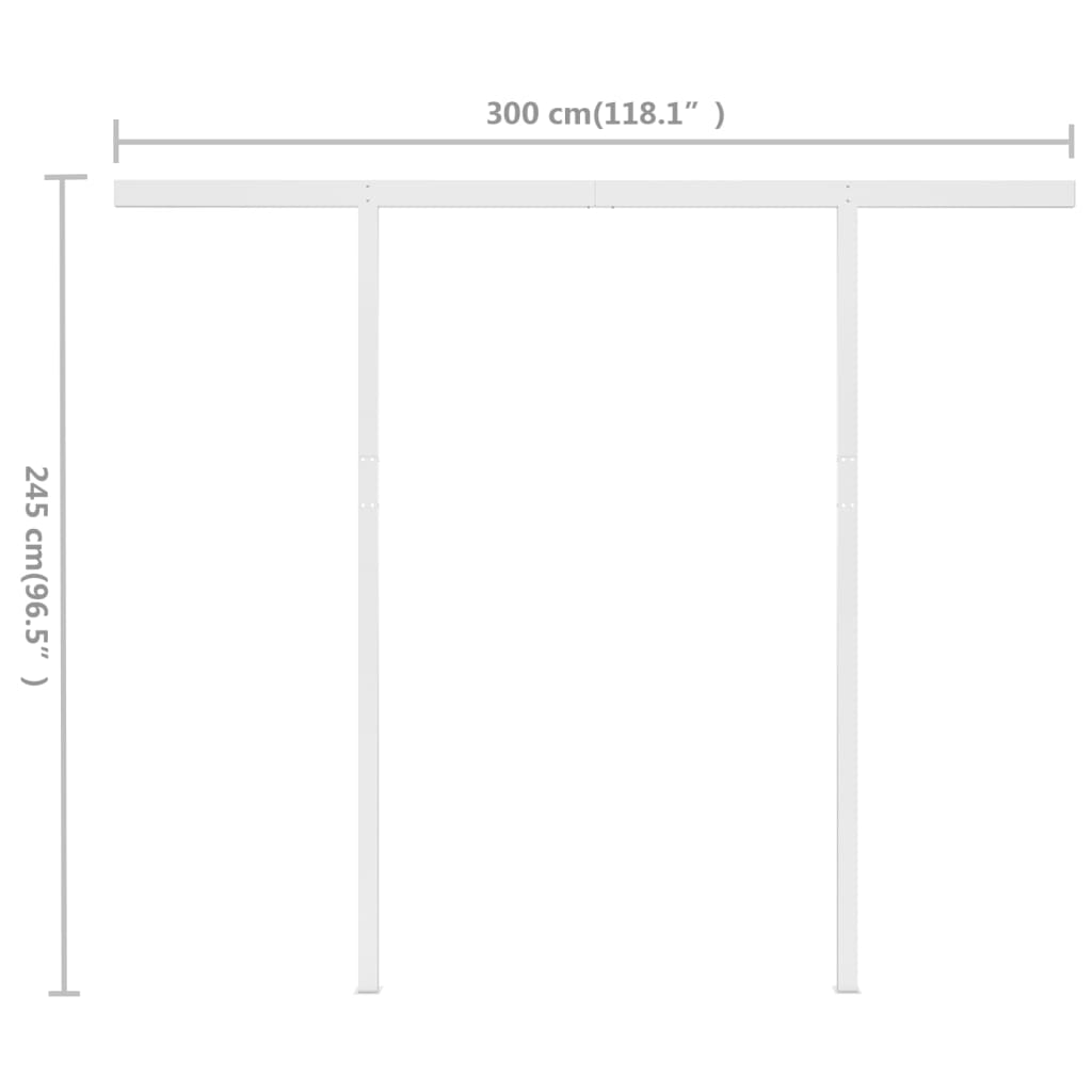 Manuell einziehbare Markise mit Stangen 3x2,5 m Creme