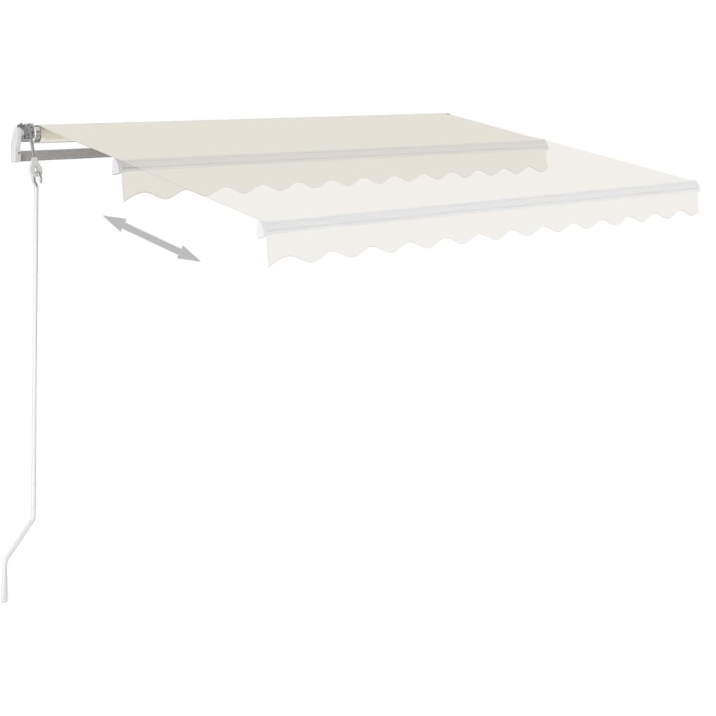 Manuell einziehbare Markise mit Stangen 3x2,5 m Creme