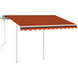 Auvent manuel rétractable avec poteaux 3x2,5 m Orange et marron