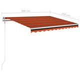 Auvent manuel rétractable avec poteaux 3x2,5 m Orange et marron