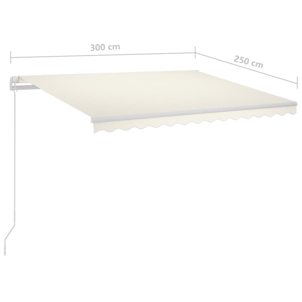 Automatischer Markisen-Windsensor und LED 3x2,5 m Creme