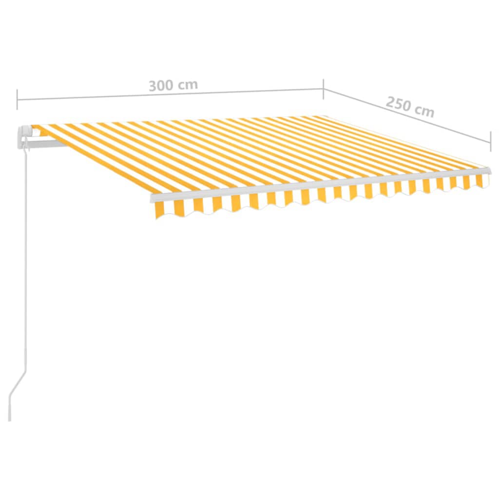 Automatischer Markisen-Windsensor und LED 3x2,5m Gelb und Weiß