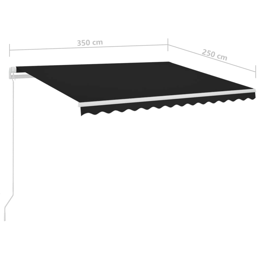 Automatische Markise mit LED-Windsensor 3,5x2,5m Anthrazit