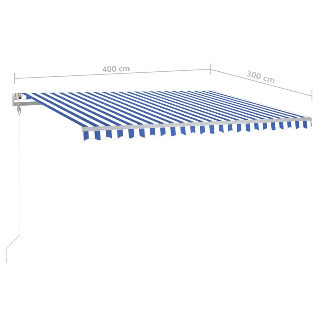 Einziehbare manuelle Markise mit LED 4x3 m Blau und Weiß