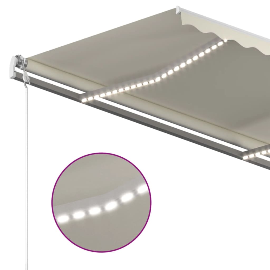 Manuell einziehbare Markise mit LED 4x3 m Creme