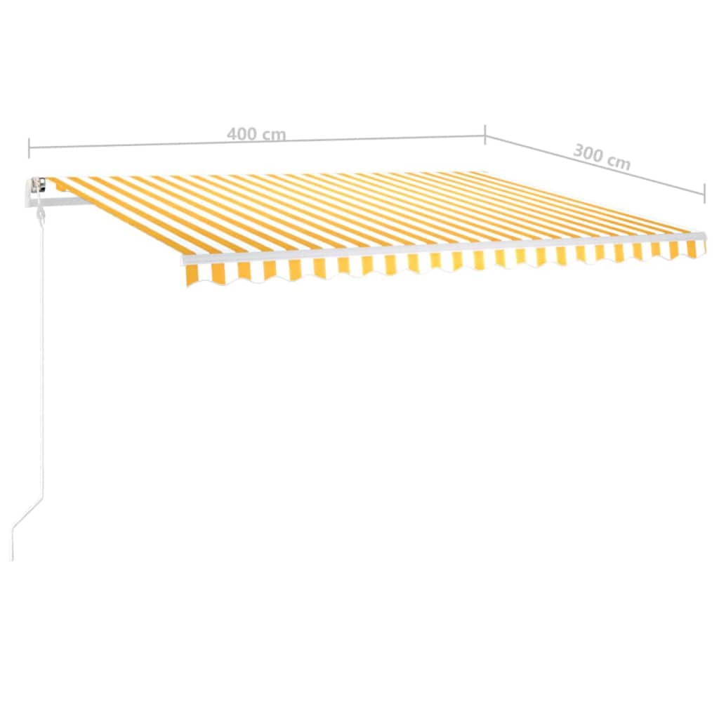 Einziehbare manuelle Markise mit LED 4x3 m Gelb und Weiß