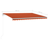 Einziehbare manuelle Markise mit LED 4x3 m Orange und Braun