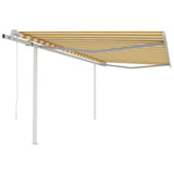 Automatic retractable awning with poles 4x3m Yellow and white