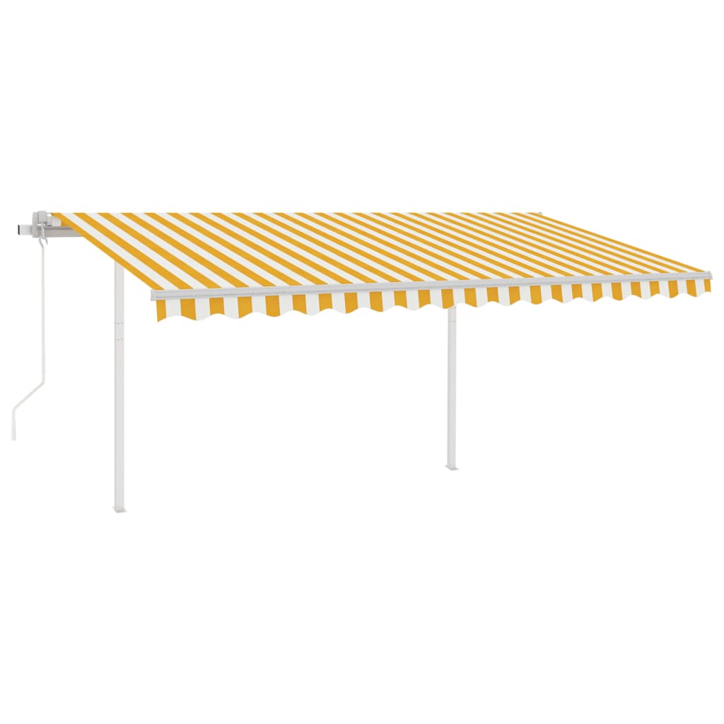 Automatic retractable awning with poles 4x3m Yellow and white