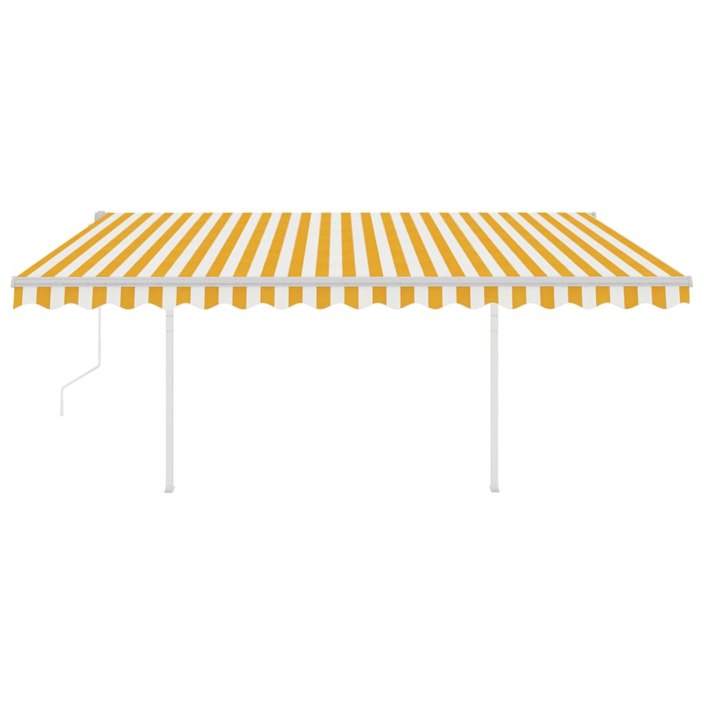 Automatic retractable awning with poles 4x3m Yellow and white