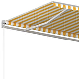 Automatic retractable awning with poles 4x3m Yellow and white