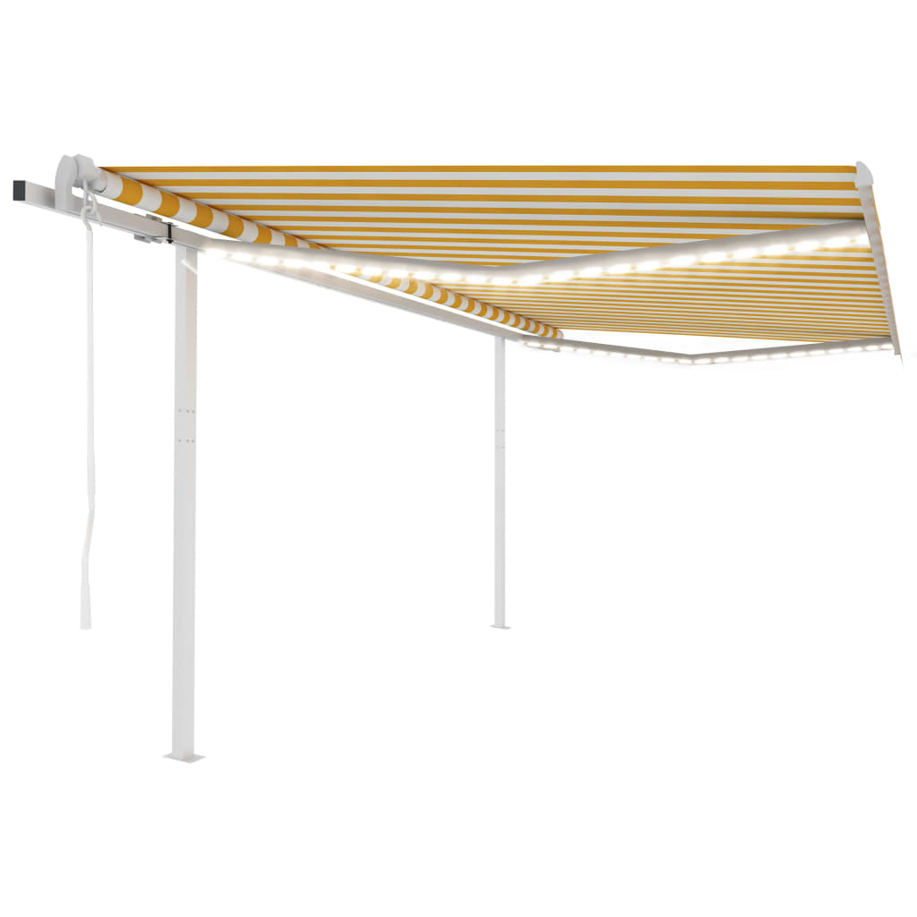 Automatic awning with LED wind sensor 4x3m Yellow and white