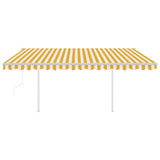 Automatic awning with LED wind sensor 4x3m Yellow and white