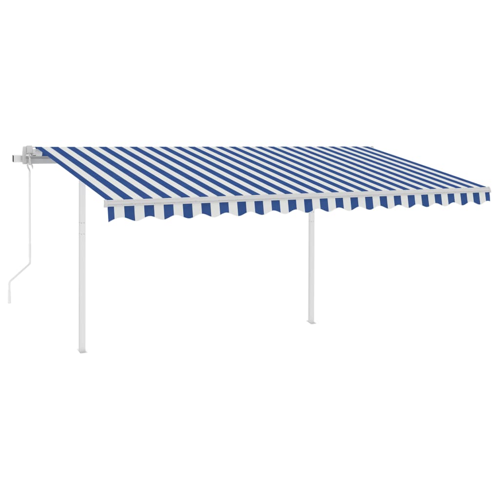 Automatic awning with wind sensor and LED 4.5x3 m Blue and white