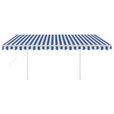 Automatic awning with wind sensor and LED 4.5x3 m Blue and white