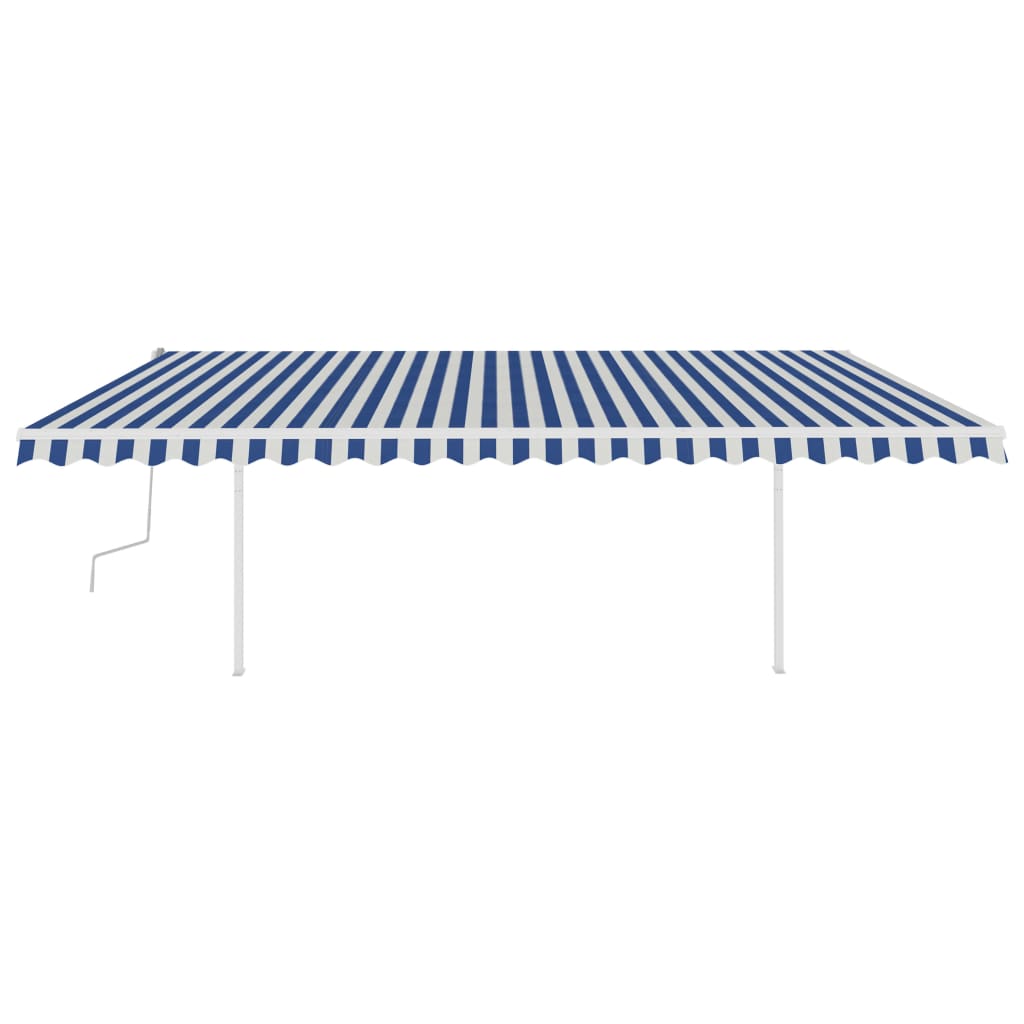 Manual retractable awning with LED 5x3 m Blue and white