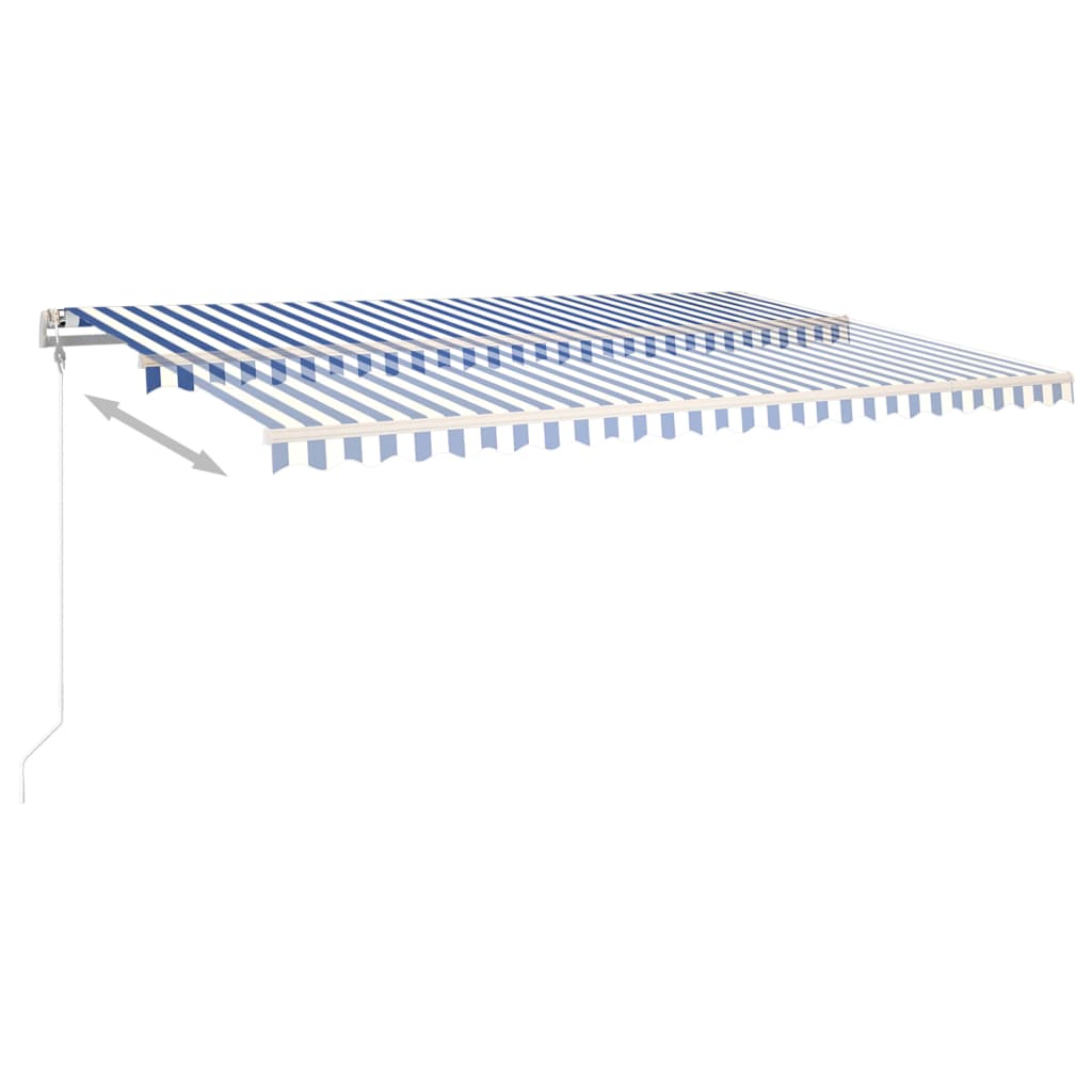 Manual retractable awning with LED 5x3 m Blue and white