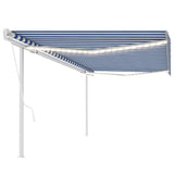 Automatic awning with wind sensor and LED 5x3 m Blue and white