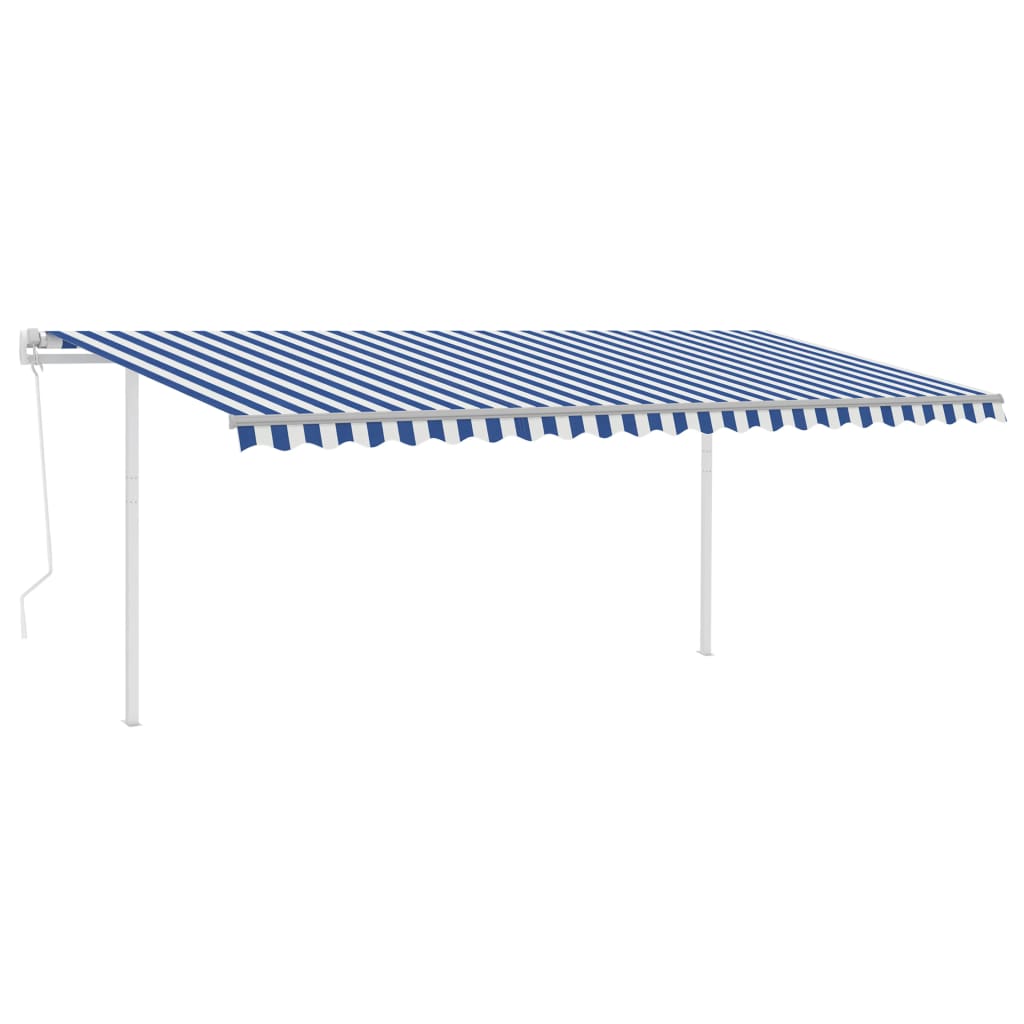 Automatic awning with wind sensor and LED 5x3 m Blue and white