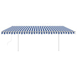 Automatic awning with wind sensor and LED 5x3 m Blue and white