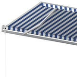 Manual retractable awning with poles 6x3 m Blue and white