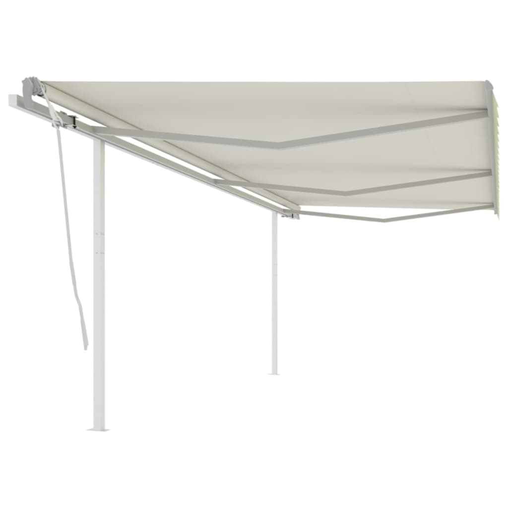 Manual Retractable Awning with Poles 6x3m Cream