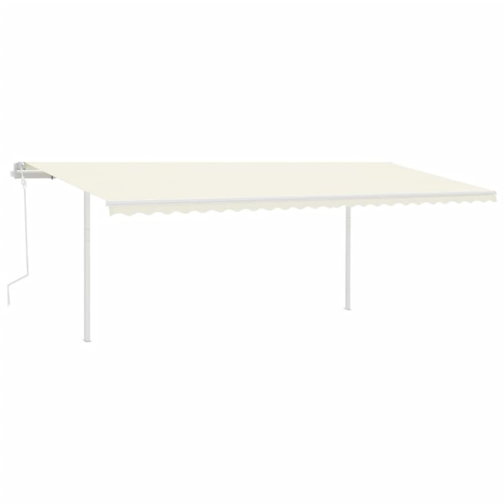 Manual Retractable Awning with Poles 6x3m Cream