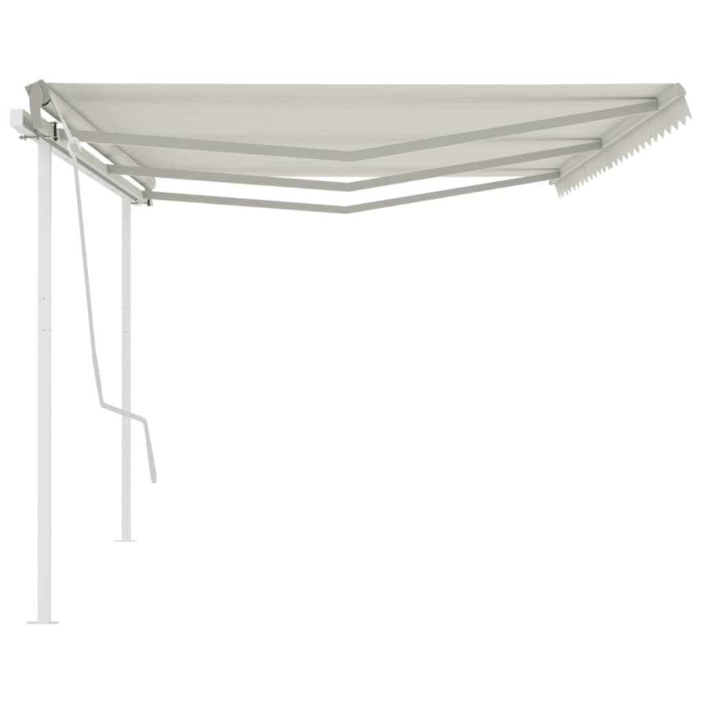 Manual Retractable Awning with Poles 6x3m Cream