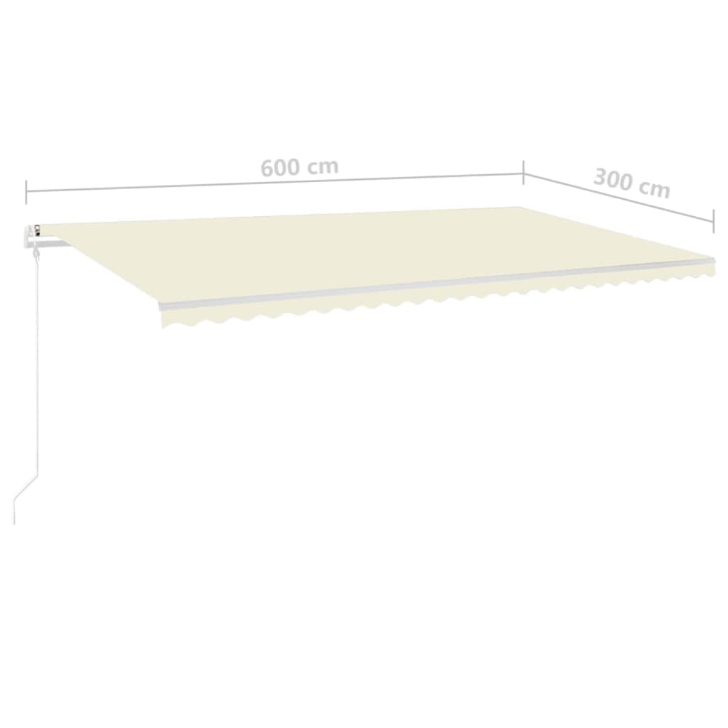 Manual Retractable Awning with Poles 6x3m Cream