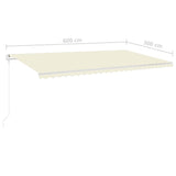 Manual Retractable Awning with Poles 6x3m Cream