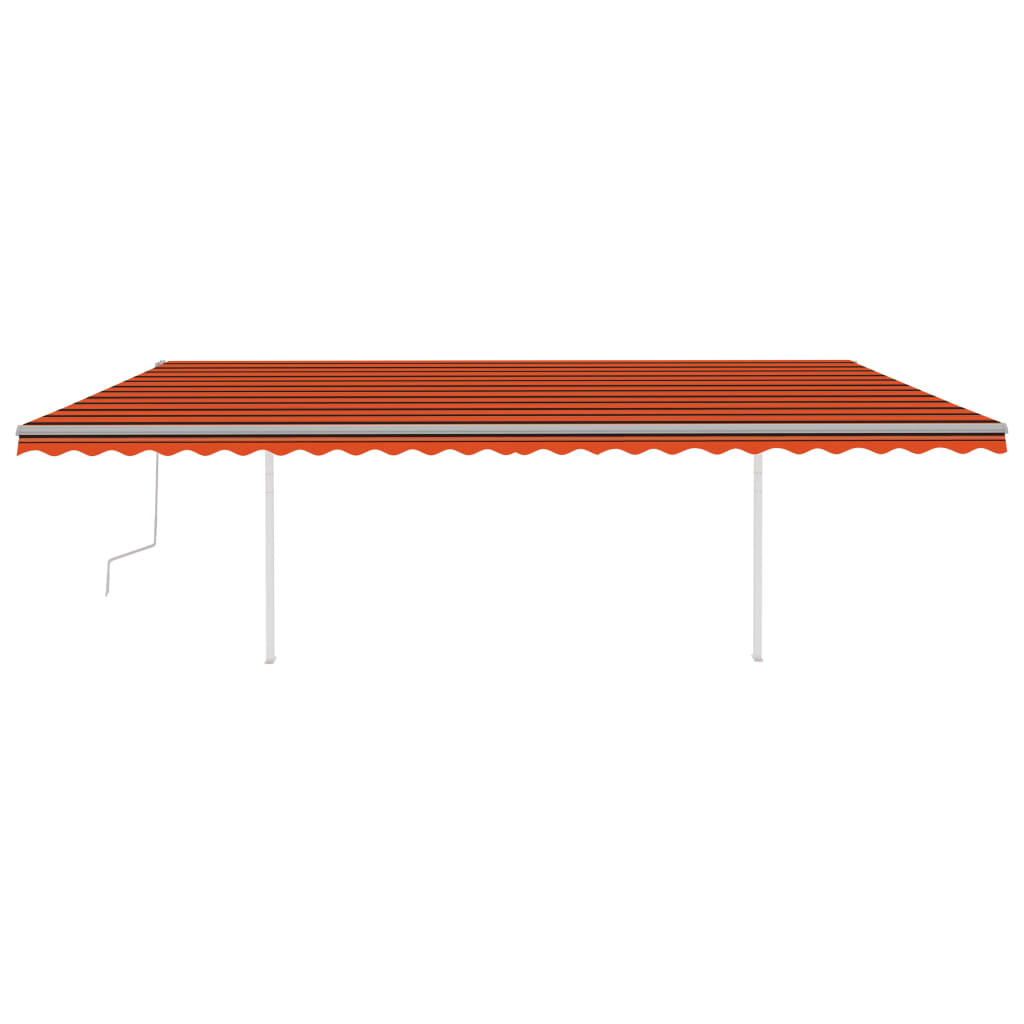 Manual retractable awning with poles 6x3 m Orange and brown