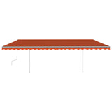 Manual retractable awning with poles 6x3 m Orange and brown