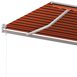 Manual retractable awning with poles 6x3 m Orange and brown